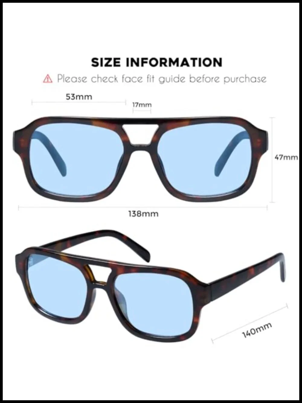 Narrow Square Aviator Sunglasses with UV 400 Protection